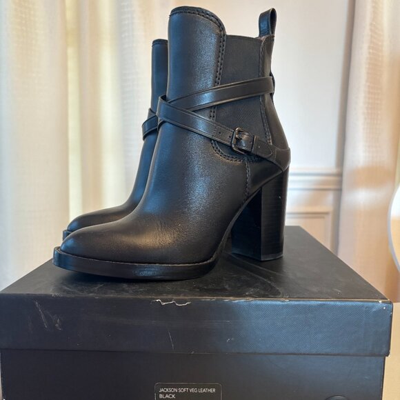 Coach booties, black leather, strappy, size 8.5 - Picture 4 of 4